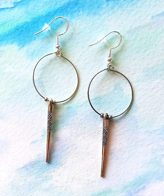 Boucles créoles ethniques crochets argent 925 neuves création